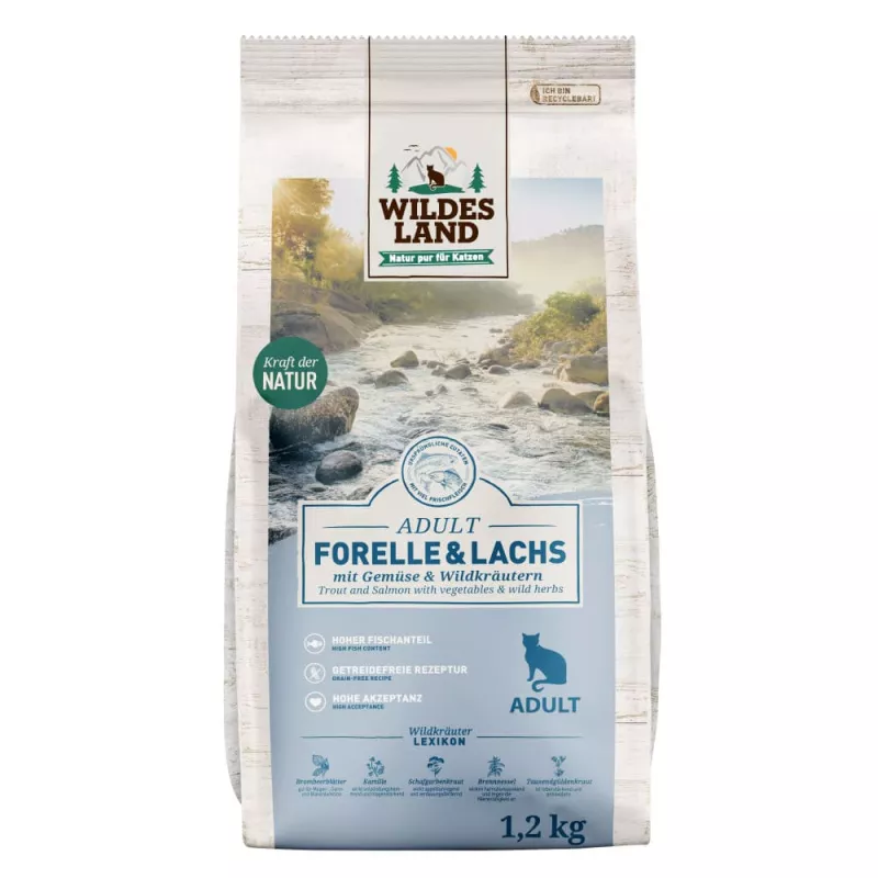 Wildes Land Trockenfutter Katze forelle Forelle & Lachs 1,2 kg